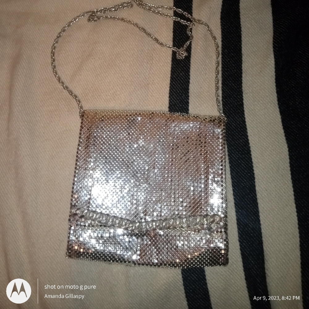 Silver Kyoai Mesh Formal Crossbody Shoulder Bag